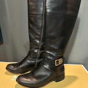 Michael Kors Sleek Black Leather Over the Knee Boots